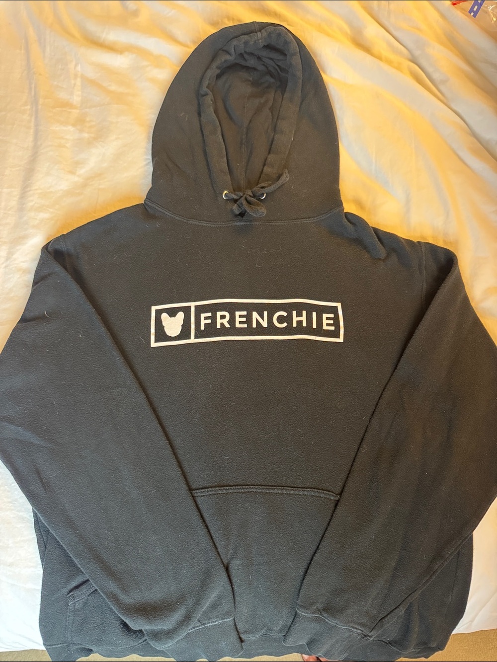 Frenchi Black Hoodie with White Logo